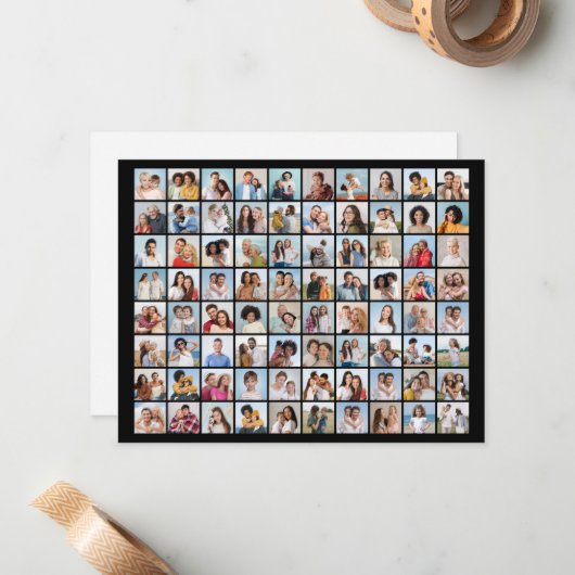 あなただけの80枚の写真コラージュを作成 編集可能な色 ノートカード (正面/裏面インサイチュ)