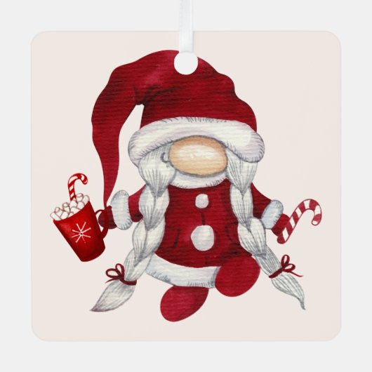 あなただけの かわいいクリスマスココアノームを作ろう メタルオーナメント (正面)