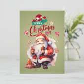 あなただけの かわいいサンタ フラット ホリデー カード (スタンド正面)