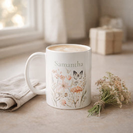 あなただけの コテージコア ワイルドフラワー コーヒーマグカップ