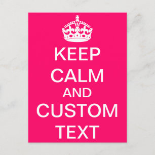 あなただけの「Keep Calm and Carry On」カスタムピンクを作成 ポストカード