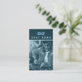あなただけのDJ写真テクノブルービジネスカード 名刺 (スタンド正面)