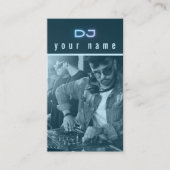 あなただけのDJ写真テクノブルービジネスカード 名刺 (正面)