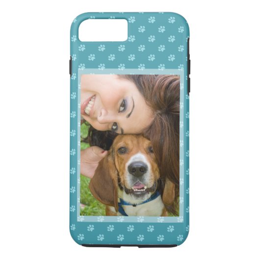 あなたとあなたの犬の写真をカスタマイズ 犬+パピー+足跡 Case-Mate iPhoneケース (裏面)