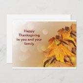 あなたとご家族のはがきへの感謝祭おめでとう ポストカード (正面/裏面)