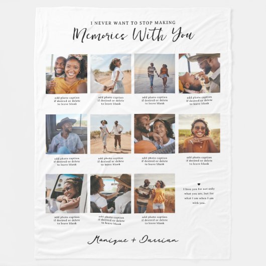 あなたとの思い出 | 11枚の写真コラージュ記念品 フリースブランケット (正面)