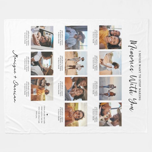 あなたとの思い出 | 11枚の写真コラージュ記念品 フリースブランケット (正面(横))