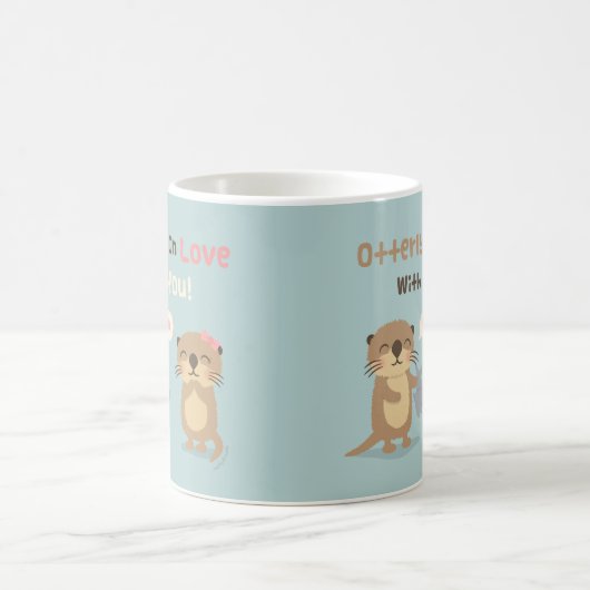 あなたとの愛のかわいいOtterlyカワウソのしゃれのマグ コーヒーマグカップ (中央)