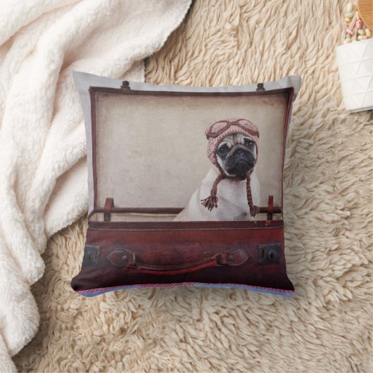 "あなたとの私に"パグの子犬の投球枕を取って下さい クッション (ブランケット)