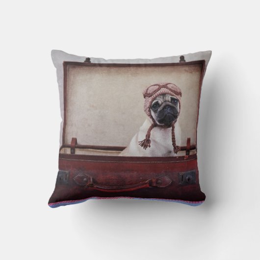 "あなたとの私に"パグの子犬の投球枕を取って下さい クッション (裏面)