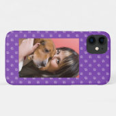 あなたとわんちゃんの写真入り オリジナルデザイン 子犬の足あと 紫 Case-Mate iPhoneケース (裏面(横))