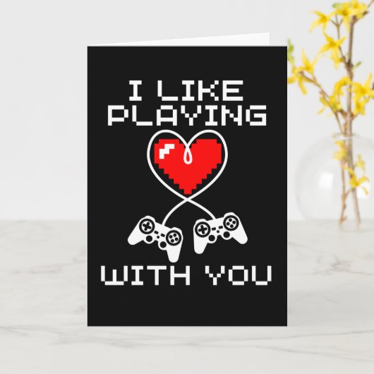 あなたと一緒にプレイするのが好き ゲーマー バレンタインデー カード (黄色い花)