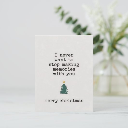 あなたと一緒に思い出を作るのを決して止めたくないクリスマス ポストカード (スタンド正面)