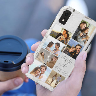 あなたと愛する人生 グレー大理石の7枚フォトコラージュ iPhone XRケース