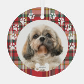 あなたと愛犬のクリスマス ホリデーシーズン シー ツー かわいいペット写真プレゼント カスタム ガラスオーナメント (裏面)