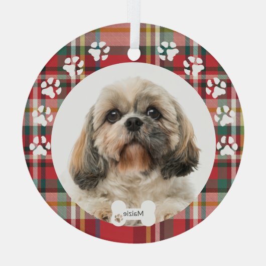 あなたと愛犬のクリスマス ホリデーシーズン シー ツー かわいいペット写真プレゼント カスタム ガラスオーナメント (裏面)