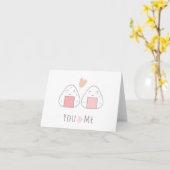 あなたと私が可愛い寿司愛好のハートグリーティングカード カード (黄色い花)