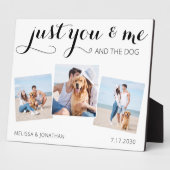 あなたと私と愛犬のカスタム写真コラージュ フォトプラーク (側面)