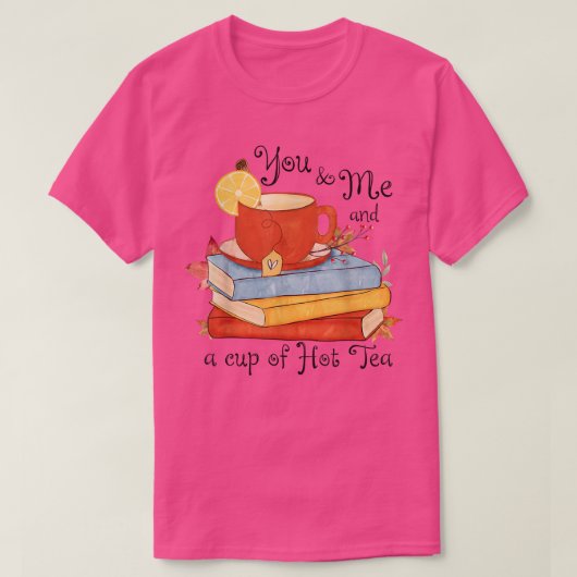あなたと私と熱いお茶の紅葉のカップおもしろい Tシャツ (デザイン正面)