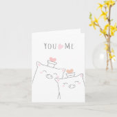 あなたと私のかわいい豚のピンクのハートラブグリーティングカード カード (黄色い花)