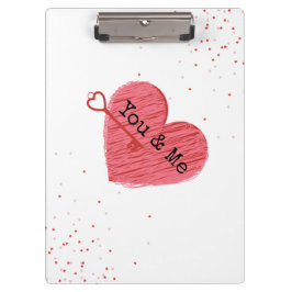 あなたと私のモダン赤いハートと鍵バレンタインデー クリップボード