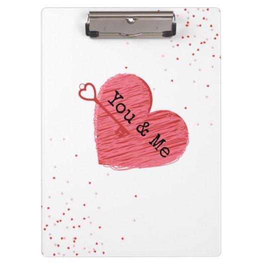 あなたと私のモダン赤いハートと鍵バレンタインデー クリップボード (正面)