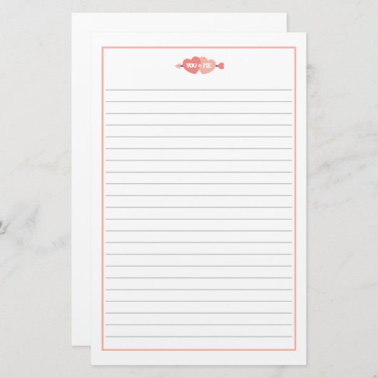 あなたと私はハートとアローバレンタインデーを愛する 便箋 (正面/裏面)