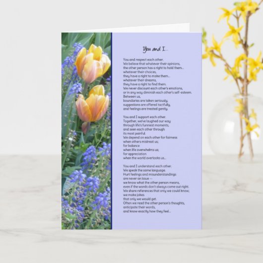 あなたと私……友情 カード (黄色い花)