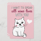 あなたと9つの命を共に ロマンチックな猫のバレンタイン シーズンカード (正面/裏面)