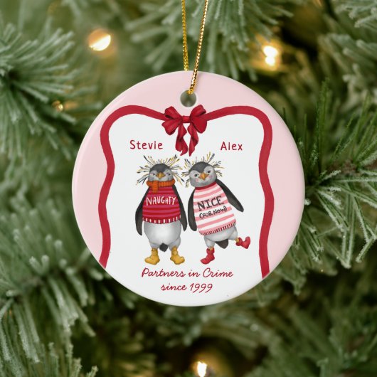 あなたなしじゃ生きていけない?かわいいカップルのクリスマス セラミックオーナメント (ツリー)