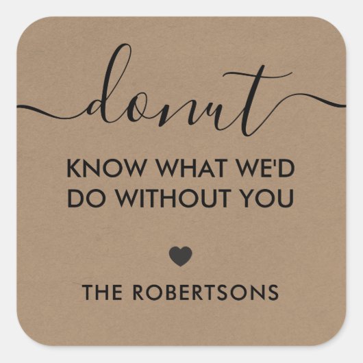 あなたなしではどうしたらいいかわからないタグ、クラフト スクエアシール (正面)