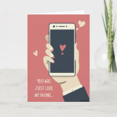 あなたなしでは機能しない Funny Phone Love カード (正面)