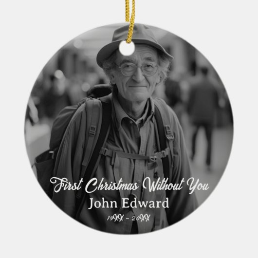 あなたなしの初めてのクリスマス 記念写真 セラミックオーナメント (正面)
