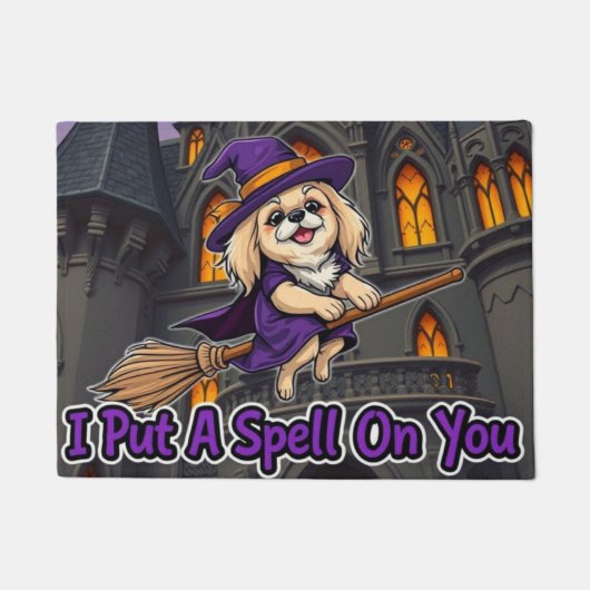あなたにかかってしまった魔法 Pekingese Witch ドアマット (正面)