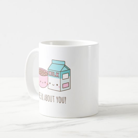 あなたについて深刻なかわいい穀物およびミルクしゃれ コーヒーマグカップ (正面左)