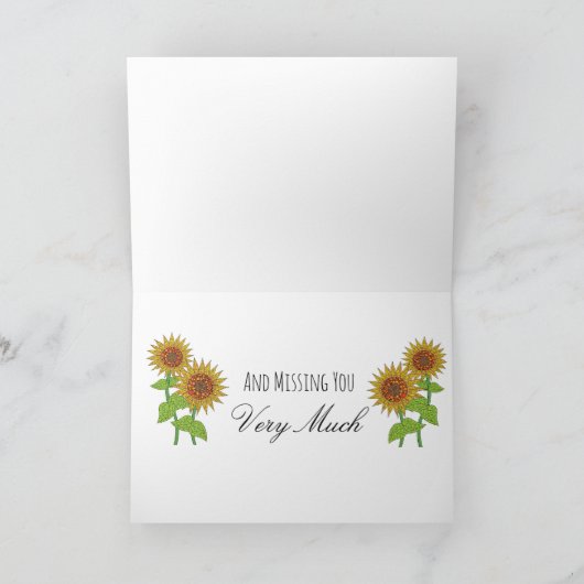 あなたについて考えることおよびヒマワリカードを恋しく思うこと カード (内部)