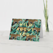 あなたには夢中だ |熱帯ジャングルパターン 箔グリーティングカード (正面)