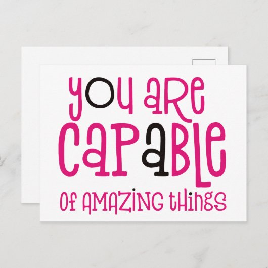 あなたには素晴らしいことがたくさんできる ポジティブ ホワイト ポストカード (正面/裏面)