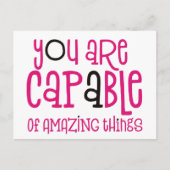 あなたには素晴らしいことがたくさんできる ポジティブ ホワイト ポストカード (正面)