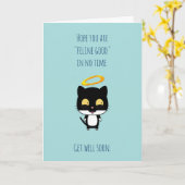 あなたによってがネコ科のよい天使猫である健康な希望をすぐに得て下さい カード (黄色い花)