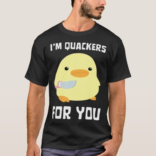 あなたにアヒルです アヒルとナイフの面白画像 Tシャツ (正面)