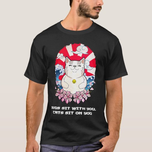 あなたに乗るネコ ネコ カップル 子猫 ことわざ Tシャツ (正面)