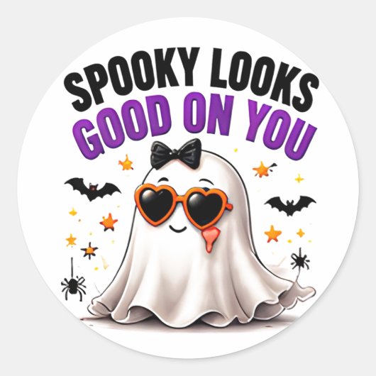 あなたに似合うスプーキー 可愛いお化け ハロウィン ラウンドシール (正面)