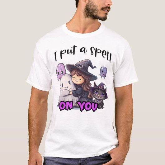 あなたに呪文をかける夜 ハッピーハロウィン 怖い Tシャツ (正面)