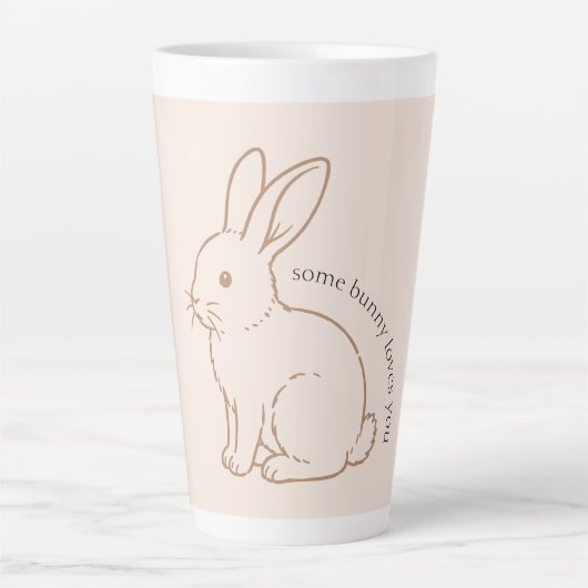 あなたに夢中なうさぎのスケッチ(ほんのりピンク) カフェラテマグ (正面)