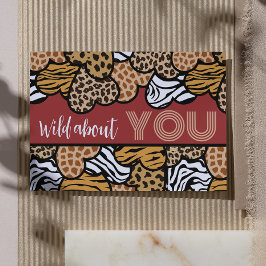 あなたに夢中なのよ レッド アニマル プリント ハート バレンタイン シーズンカード