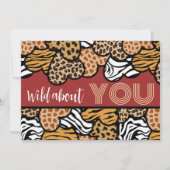 あなたに夢中なのよ 赤い動物のプリント ハート バレンタイン シーズンカード (正面)