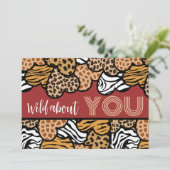 あなたに夢中なのよ 赤い動物のプリント ハート バレンタイン シーズンカード (スタンド正面)