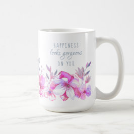 あなたに幸せが似合う 水彩花柄 コーヒーマグカップ