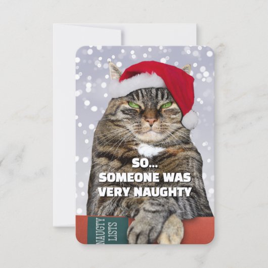 あなたに怒っている猫のクリスマスカード サンキューカード (正面)
